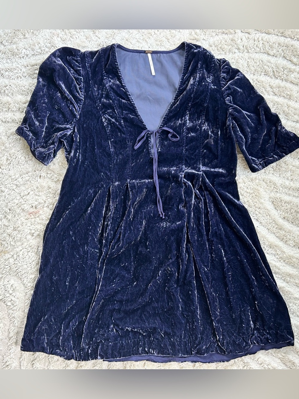 Free People Adelle Velvet Puff Sleeve Mini Dress